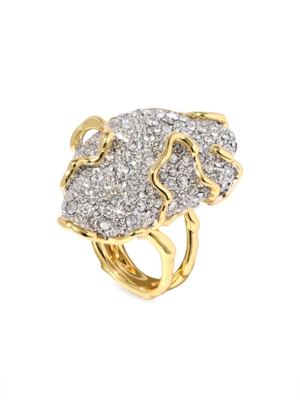 ALEXIS BITTAR Two-Tone Crystal Geode Statement Ring Size 7 Gold Clear MY02 JN04